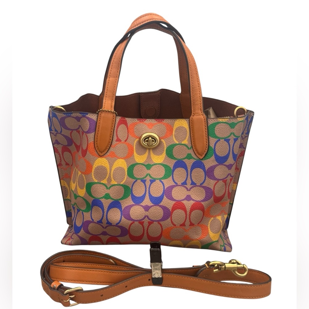 Coach Willow Pride Monogram Coated Canvas Rainbow Signature C Tote Crossbody - Picture 11 of 11